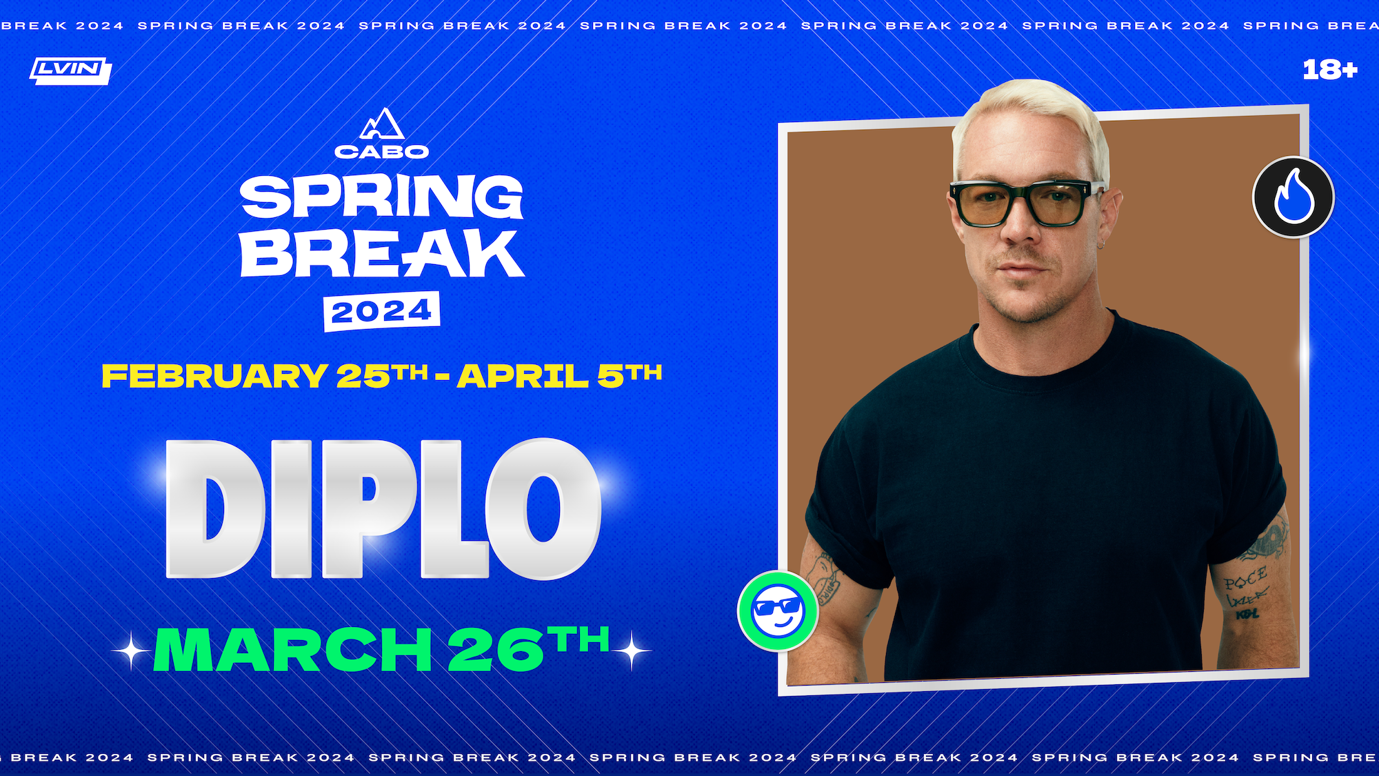Cabo Spring Break 2024 Artist DJ Diplo LVIN