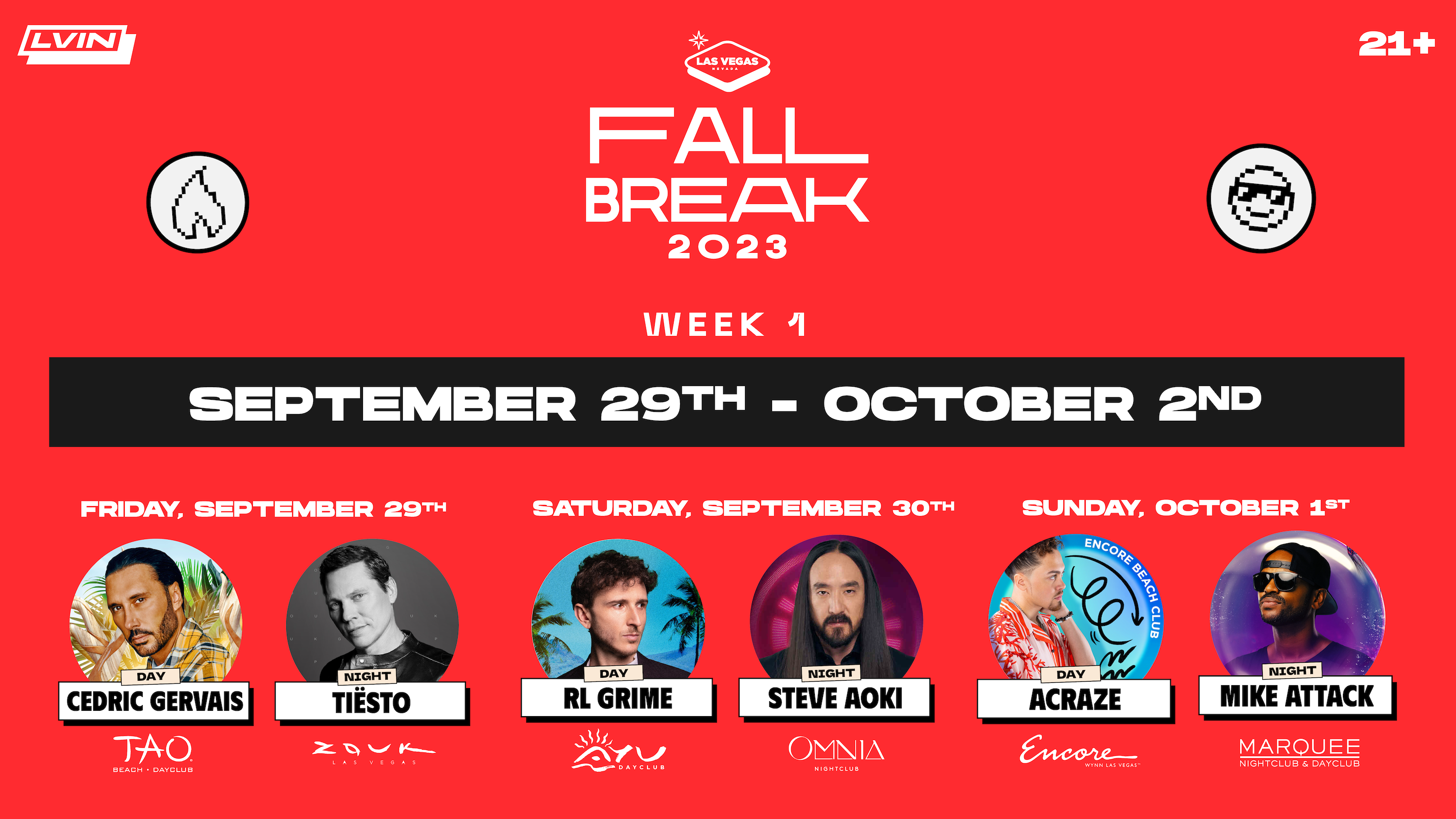 Las Vegas Fall Break 2023 Week 1 Artist DJ Lineup LVIN